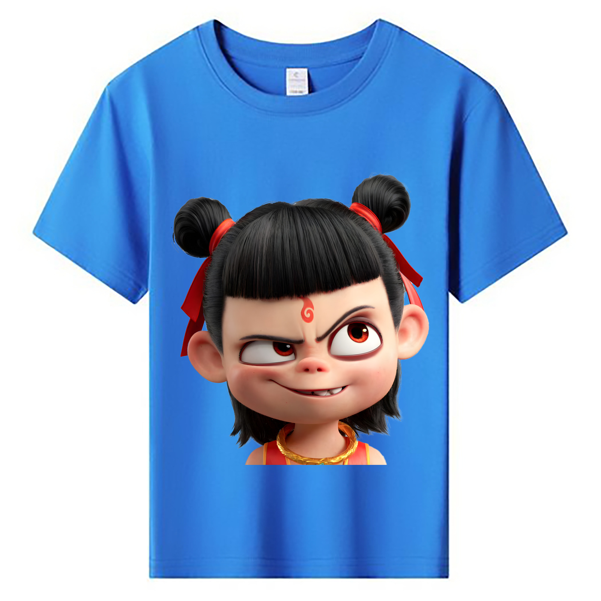 （画像用） Ne Zha 2 ナタ 魔童の大暴れ 綿100％キッズTシャツ（フロントプリント）
